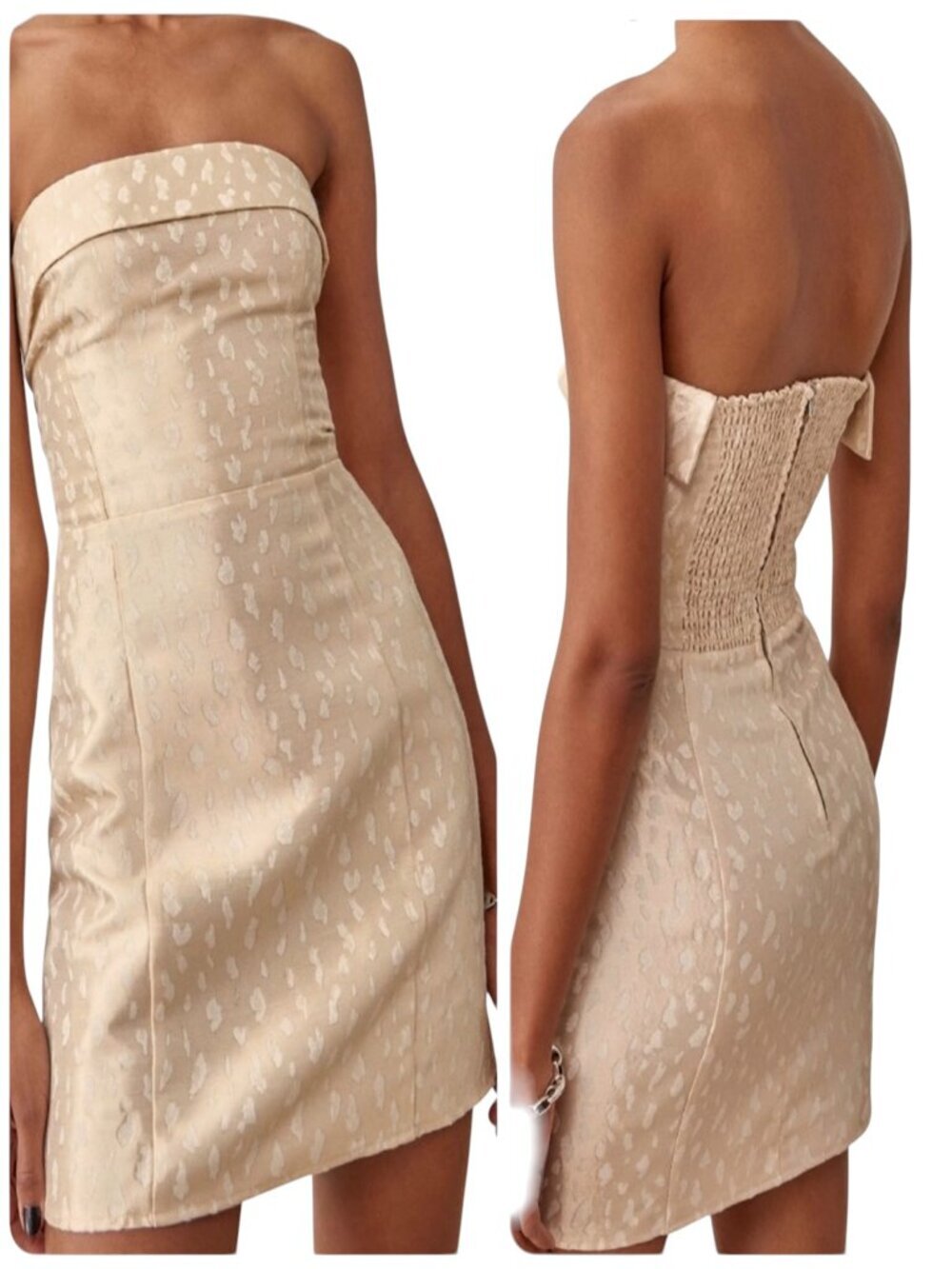 Reformation Ciaran Ivory Brocade Strapless Mini Dress NWT 10